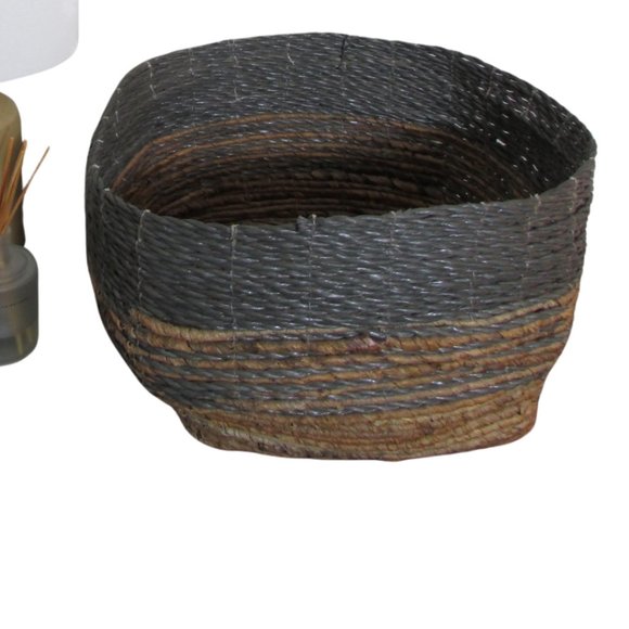 Large Slouchy Wicker Gray and Natural Basket - Picture 2 of 5